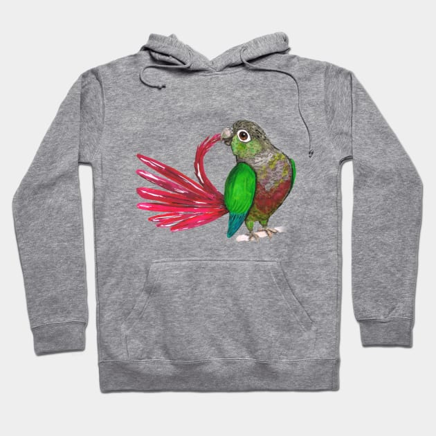 Preening green-cheeked conure Hoodie by Bwiselizzy